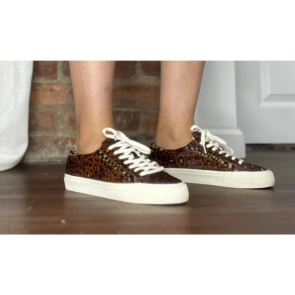 Madewell Sidewalk Calf Hair Leopard Cheetah Sneakers Women’s 7